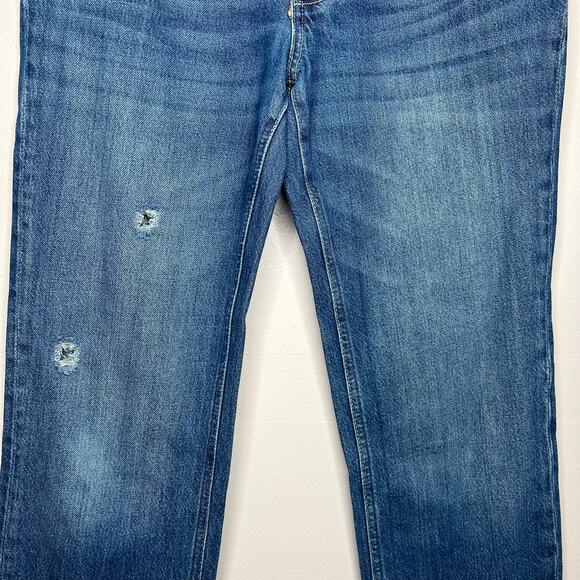 Free People We The Free Maggie Mid Rise Straight in Sequoia Blue Size 26 Raw Hem - Picture 5 of 12